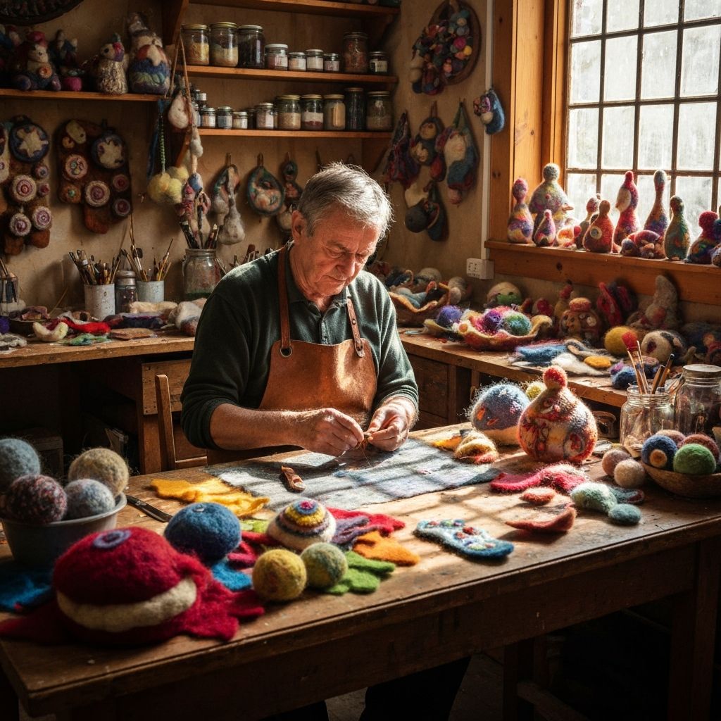 Artisan crafting felt products